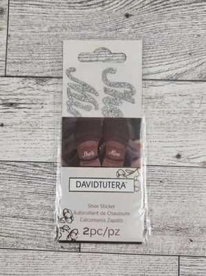 David Tutera Wedding Day Groom Shoe Stickers Decals "She's Mine" Silver Glittery - Image 1 of 3