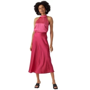 Vero Moda Pink Heart Oli 7/8 High Waist Long Slip Skirt size Medium - Picture 1 of 12