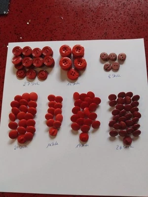 🪡🔴 125 Rote Knöpfe, Konvolut, Verschiedene Ausführungen, Gebraucht, Neuwertig - Bild 1 von 4