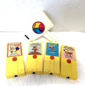 Visor de películas Fisher-Price 1973 de colección + 4 cartuchos películas funcionando Mickey Snoopy - Imagen 1 de 9