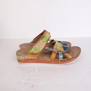 Spring Step L'Artiste Sandals Womens Size 6.5 Caiman Hand Painted 16342-2003 - Picture 1 of 12