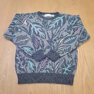 Vintage Michael Gerald Knit Sweater Men's Medium Geometric Grandpa 90s Pullover - Picture 1 of 7