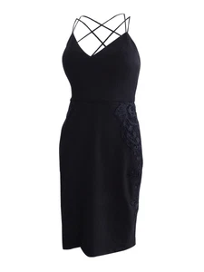 Guess Women's Strappy-Back Lace-Detail Dress (2, Black) - Picture 1 of 2