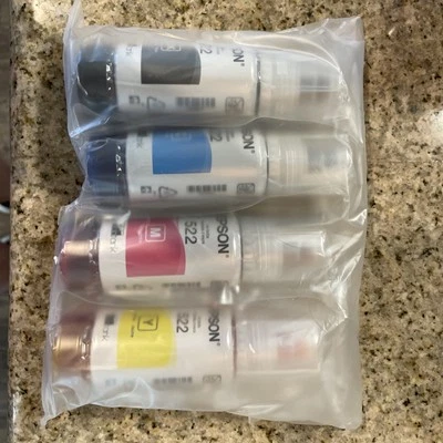 4 New Genuine Epson 522 Ink 65ml Bottles Black + CMY Factory Shrink Wrap Sealed - Image 1 of 2