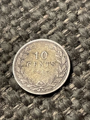 1903   Netherlands 10 Cents Queen Wilhelmina Silver Coin - Image 1 of 2