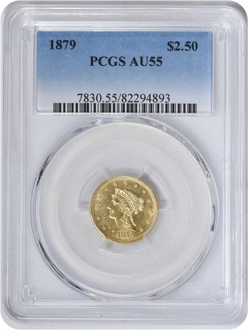 1879 $2.50 Gold AU55 PCGS Cover
