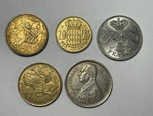 Monaco 1950 50 Franc (2) 1947 20 Franc & 1951 20 Franc & 1976 5 Franc (#2251) - Picture 1 of 2