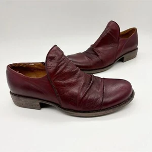 Miz Mooz Lilith Damen-Loafer-Booties poliertes Leder Größe 7 burgunderrot seitlicher Reißverschluss - Bild 1 von 9