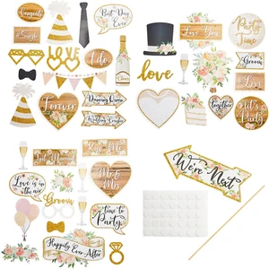 Wedding Photo Booth Prop Kit for Bridal Shower, Bachelorette Party (70 Pieces) - Picture 1 of 11