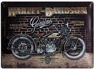 Vintage Style Retro Heavy Embossed Metal Plaque/Tin Sign Harley Genuine - Picture 1 of 3
