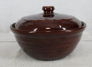 Marcrest Daisy Dot Casserole Dish Ovenproof Stoneware Brown 7" Diameter Vintage - Picture 1 of 13