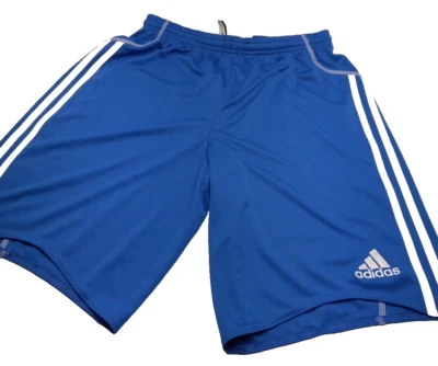 阿迪达斯足球 Clima 365 蓝色白色足球短裤青少年尺寸 XL 18-20 — 第 1/4 张图片