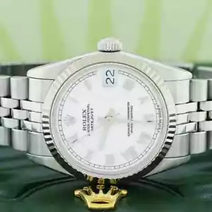 Rolex SS 31mm Roman Dial 18K White Gold fluted bezel Automatic Jubilee 68274 - Picture 1 of 9