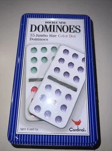 Cardinal Double Nine Dominoes 55 Color Dot Dominos Tin Case - Brand New Sealed - Picture 1 of 5
