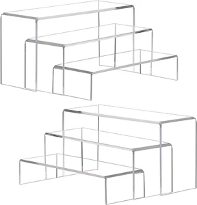 ANDGOO Display Risers 6 Pcs Rectangular Clear Acrylic Showcase Collectibles - Picture 1 of 6