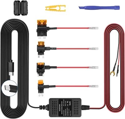 Kit de cables duros para cámara de tablero actualizado, kit de cables duros USB tipo C 12V-24V a 5V Foto 1 de 4