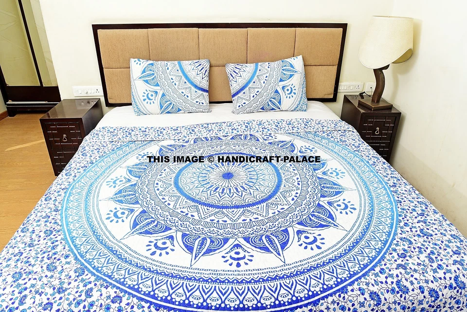 Bettdecke Doona Set Indisches Mandala Hippie Queen Gesteppt AC Handmade Bezug - Bild 1 von 1