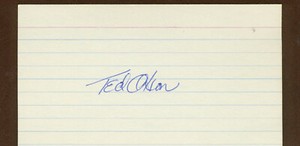Theodore Ted Olson Autographed Index Card Boston Red Sox Pitcher 1936