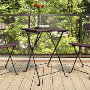 Folding Bistro Table Brown 55x54x71 cm Poly Rattan vidaXL - Picture 1 of 8