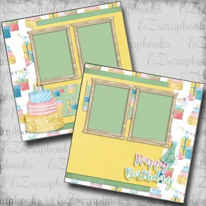 Happy Birthday Cake - 2 Premade Scrapbook Pages - EZ Layout 6076 - Picture 1 of 2