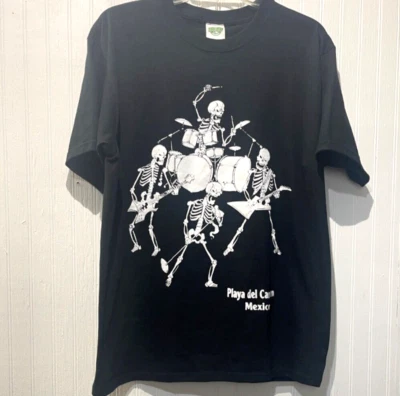 Banda Esqueletos Arrecife Cancún/Cozumel~Talla L~Negro con Obra de Arte Blanca Play del Carmen Foto 1 de 4