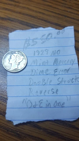 1929 No Mint Mercury Dime Double Struck Reverse n & e in one Cover