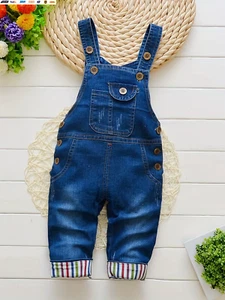 Children Kids Baby Boys Denim Pants Infants Girls Overalls Clothing Jumpsuits Je - Picture 1 of 6