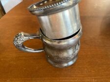 Wallace Bros. Dented Old vintage silver plated cup with small insert cup