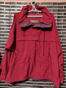Vintage TIMBERLAND Mens Burgundy Rain Windbreaker Sweatshirt Hoodie Jacket Coat - Picture 1 of 7