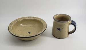 Studio Art Pottery Redware Child Size Cup and Bowl Star - Picture 1 of 8