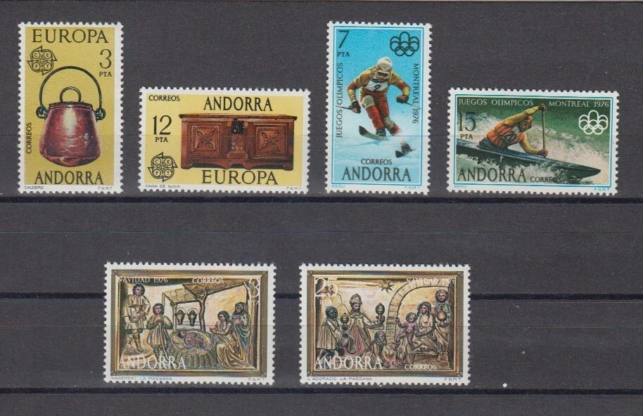 SPANISH ANDORRA 1976 COMPLETE YEAR SET WITH ALL THE STAMPS MINT MNH - Image 1 of 1