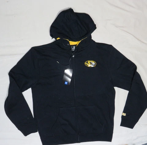 MISSOURI TIGERS MENS HOODIE JACKET MEDIUM FULL ZIP BLACK TOP OF THE WORLD NWT Cover