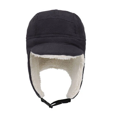 Boné térmico masculino de lã caveira chapéu inverno quente com abas de orelha chapéu clima frio - Imagem 1 de 4