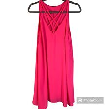 Pink Chiffon Spaghetti Strap Cocktail Dress LARGE Women's Flowy V-Neck Lined