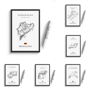 Black and White Retro Formula 1 Various F1 Circuits Canvas 60x40cm High Quality - Picture 1 of 7