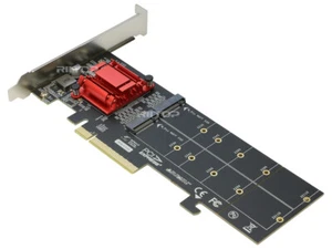 Dual NVMe to PCIe Adapter, PCI-e Express x8 to NVME Converter Card,22110 Support - Picture 1 of 6