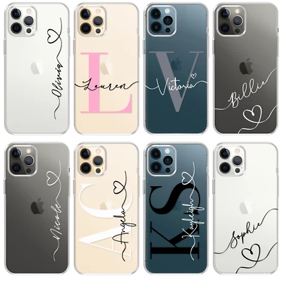 Personalised Clear Case Name Initials Transparent Cover For Iphone 11 12 Pro Xr - Image 1 of 4