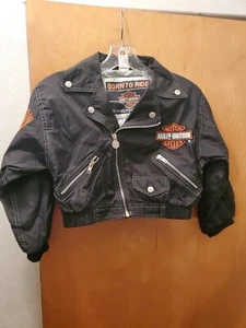 Harley Davidson Kids Embroidered Dark Blue Windbreaker Jacket Size 8 - Picture 1 of 5