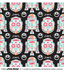 Star Wars - Character Sugar Skulls Black Cotton Fabric Sold BTY - Picture 1 of 1