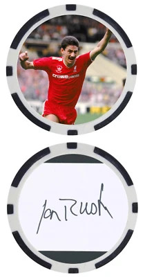 IAN RUSH - LEYENDA DEL FÚTBOL - LEYENDA DEL FÚTBOL - FICHA DE POKER - ***FIRMADO*** Foto 1 de 2