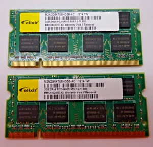 Elixir 4GB (2x2GB) DDR2 SODIMM M2N2G64TU8HG5B-AC PC2-6400S-555-13-F1.800 #RX124 - Bild 1 von 2