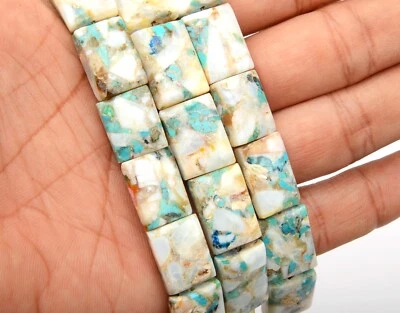 Opal & Türkis Perlen 8 Zoll Strang 13x15-13x16 mm Perlen Rechteck Form Perlen - Bild 1 von 4