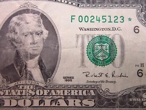 USA $2 1976 Star F Atlanta F00245123* Replacement Note Federal Reserve Money - Picture 1 of 3