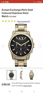 NEW Mens Armani Exchange AX Chrono Gold Outerbanks Watch AX2095 Chronograph Gift - image 1 of 4