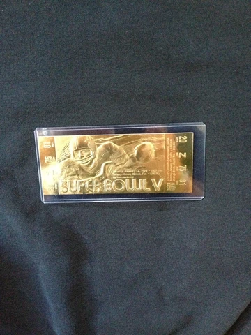 Dallas Cowboys vs. Baltimore Colts Super Bowl V 22kt Gold Ticket (NEW) Cover