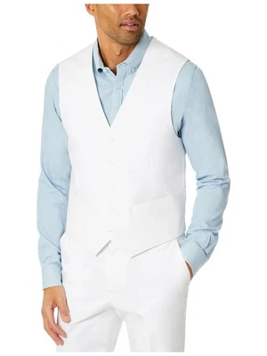 Tommy Hilfiger Hombre Calce Moderno Abotonado Traje Chaleco Medio Blanco Elástico Foto 1 de 2