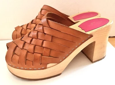 Sold Out HASBEENS Swedish Woven Monika Open Toe Clogs Tan-Sz EU 40 US 10 Worn 2x - Image 1 of 4