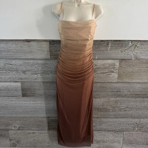 Commence braun ombre Netz Reißverschluss langes Kleid Größe Medium (S1) Neu mit Etikett - Bild 1 von 8