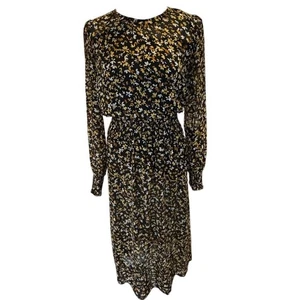 Tommy Hilfiger Midikleid Blumen Größe 4 schwarz langarm gefüttert - Bild 1 von 3