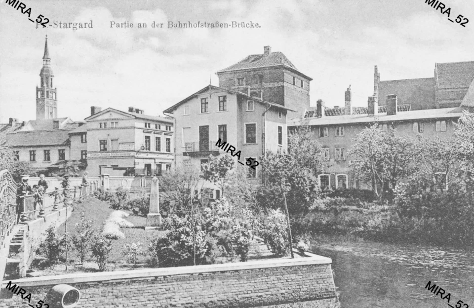 Fk Pr.Stargard / Starogard Gd. / in Pomm. - Jahr 1915 - Bahnhofstrasse-Brücke. - Bild 1 von 1